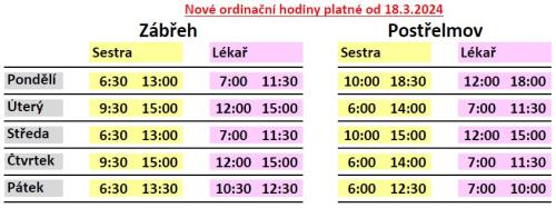 Nové ordinační hodiny od 18.3.2024